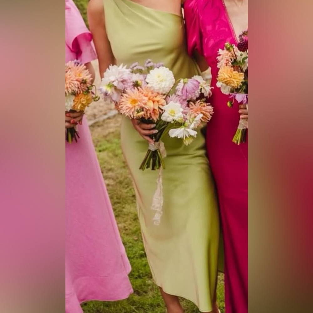 The Are “Miss April” Lime Green Satin Dress